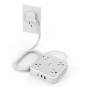 Flat Plug Surge Protector Power Strip, 5 ft Ultra 5 FT Grey & Surge Protector