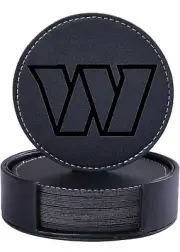 CUSTOM COMMANDERS ENGRAVED BLACK LEATHER COASTERS WITH LEATHER HOLDER *SET OF 8*