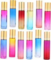 Beaupretty 20pcs Mini Roll Bottles Gradient Glass Vials with Caps for Essential Oils Perfumes and Liquids Durable and Convenient Storage Random Color