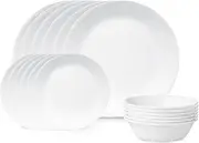 Corelle Winter Frost White Dinnerware Set, 18 Piece, 6 x 26cm Dinner Plate, 6 x 17cm Bread & Butter Plate, 4 x 532mL Soup/Cereal Bowl