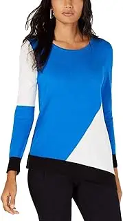 [Alfani] Womens Colorblock Asymmetric Pullover Top Blue XL