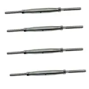 4 Pc Stainless Steel 1/4" Thread Swage Stud & Stud Pipe Turnbuckle 3/16" Cable