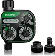 RESTMO 3-Dial Analog Tap Timer, Mechnical Control Automatic Irrigation, Water Timer with Manual and Rain Delay, Sprinkler Timer for Garden Hose Watering, Self-Watering System, Easy to Set Up