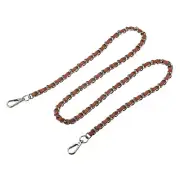 Purse Chain Strap, 47" Purse Strap Shoulder Bag Replacement Strap(Brown+Silver)