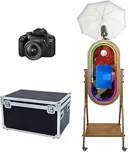 Magic Mirror Photo Booth with Soft-Light Umbrella,21.5inch Touch Screen,Windows Photo Booth Flight Case,App Control RGB Light for Wedding Party Events (Machine+Camera)