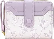 [BIAOTIE] Wallet for Women Cute Floral Flower Wallet RFID Credit Card Holder Purse Small Bifold Zipper Coin Pocket Purse with ID Windows, Lavender, Flower
