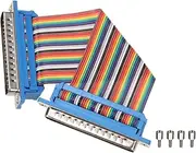 uxcell IDC Rainbow Wire Flat Ribbon Cable DB37 Male to DB37 Female 3.9 Inch Length 2.54mm Pitch Breadboard Jumper Wires for Electronic Projects