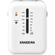 Sangean SR32 Compact Mini Portable AM/FM Pocket Radio Battery Powered White