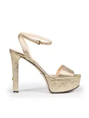 Gold Foil Leather Platform Sandals