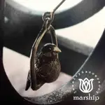 MARSHIP 日本銀飾品牌 鞦韆上的文鳥耳環 925純銀 古董銀款 針式耳環
