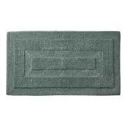 20 In. X 34 In. Aqua Green Textured Border Cotton Machine Washable Bath Mat