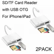 2PACK SD TF Card Reader for iPhone, Memory card reader with Usb Camera Adapter