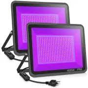 2 Pack 400W LED Black Lights Outdoor, 395nm to 410nm Flood Blacklight Light w...