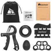 METEOR 5-in-1 Hand Grip Strengthener Set - Adjustable Gripster Trainer Set for Enhanced Grip Strength, Forearm Training, and Finger Flexibility