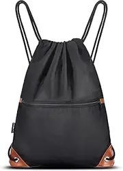 INONIX Drawstring Gym Bag | Waterproof Rucksack with Outside, Inside Zip Pockets, Reflective Strings - Backpack for Sport, PE, Swim, Beach, Yoga, Travel