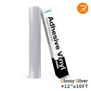 Permanent Adhesive Vinyl Roll - 12"x10 Ft （35 Colors), Silver