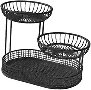 B Baosity 3 Tier Fruit Basket Metal Wire Storage Basket Serving Stand Fruit Holder Bread Basket Vegetable Rack for Pantry Dining Room, black