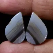 20.80 Cts 100% Natural Pair White MONTANA Agate Cabochon Loose Gemstone