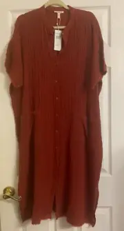 NWT $198 Eileen Fisher Picante Organic Cotton Lofty Gauze Dress XL