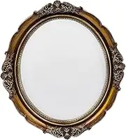 Mirror Pendant Decorative Picture Frame European Cosmetic Mirror Wall Hairdressing Mirror Retro Makeup Wall Oval Mirror Wall Vanity Mirror Metal Tray Decorative Wall Vintage Glass