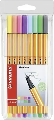 STABILO Point 88 "Pastel" Fineliner Pen - Assorted Colours - Pack of 8
