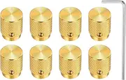 uxcell 8 Pcs Aluminium Potentiometer Knobs, 1/4"(6mm) IDx1/2(12.5mm) ODx5/8(16mm) Height Universal Volume Tone Control Knobs for Guitar, Bass, Oval Indicator, Gold