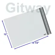 500 - 12" x 15" White Poly Bag Plastic Mailers Shipping Envelopes Self Seal Bags