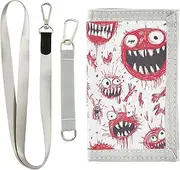 [Yoogain] Cartoon Scary Monster Red and White men wallets for womans unique credit card wallet with lanyard, cartoon scary Monster Red and White, 1 size, Fashion