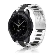 For Samsung Galaxy Watch 4 40mm 44mm Bands, Galaxy Watch 4 Classic Band 42mm 46mm , 20mm Stainless Steel Metal Replacement Strap Bracelet Women Men (Silver /Black)