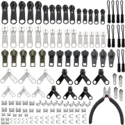 143 PCS Zipper Repair Kit Zipper Replacement with Install Plier for Bags, Jacket