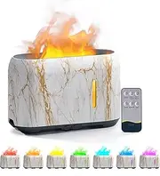 UanTii Flame Aroma Diffuser Air Humidifier with 7 LED Colours, Room Fragrance Mist Maker Essential Oil Diffuser (Marble)