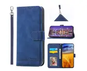 LMW Flip Leather Wallet Case for iPhone 13 Pro Max - Blue