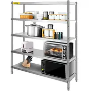 Storage Shelf, 5-Tier Storage Shelving Unit, Stainless Steel Garage Shelf, 70.9 x 17.7 x 70.9 inch Heavy Duty Storage Shelving, 1650 Lbs Total Capacity with Adjustable