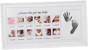 12 Month Baby Picture Frame Newborn Growth Record Infant Footprint Handprint Keepsake Frame