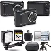 Kodak PIXPRO FZ43 Digital Camera (Black) + Extra Battery + LED - 16GB Kit