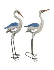 [Willow & Silk] Coastal Crane Garden Statue Set of 2 in Blue
