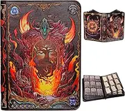 Trading Card Binder - 3D Embossed PU Leather Album with Zipper, 9-Pocket & Side-Loading Folder Holds 360 Cards Holder, Storage & Display Case for MTG, TCG, Sport & Collectible Card (Portal Magic Book)