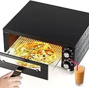 12-Inch Commercial Tabletop Pizza Oven with Visual Window,Electric Pizza Oven Easy to Clean, Adjustable Temperature 122°F~572°F(50℃~300℃) & Timer Control,for Pretzels Egg Tarts Bread Cakes Pies
