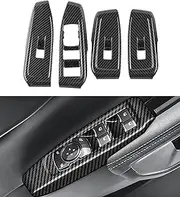 Window Lift Switch Panel Cover Trim Compatible with 2024 2025 Ford Ranger XL XLT Lariat Raptor SuperCrew, Door Window Lock Switch Cap Trim Cover Decoration Interior Accessories(Carbon Fiber Look)