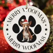 Merry Woofmas Basenji Dog Paw Lover Christmas Ornament Gift Tree Decor Hanging