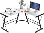 Ufurniture White L Shaped Desk Computer Desk L Desk Gaming Desk Corner Desk Office Writing Workstation with Laptop Stand