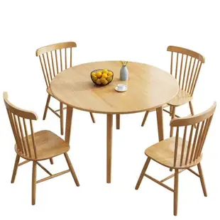實木小圓桌餐桌椅組合洽談接待1米咖啡方桌飯桌陽臺桌80圓形