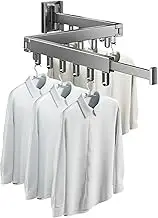 Wall Mounted Drying Rack Folding Clothes Drying Rod Without Punching Indoor Drying Rack Coat Hangers