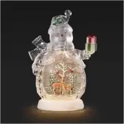 Lighted Swirl Snowman Deer Scene Snow Globe, 12.5-Inch Height, Christmas Decorat