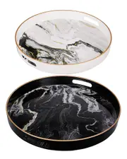 A&B Home Set of 2 Quinn Round Trays