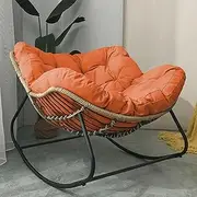 Rocking Chair, Indoor Outdoor Freestyle Chair Load-Bearing Modern Royal with Cushion and Frame Comfortable Upholstered Papasan, for Frame Garden Bedroom Living Room