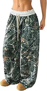 [SOLY HUX] Women's Camo Pants Wide Leg Baggy Sweatpants Elastic Waist Drawstring Loose Pants