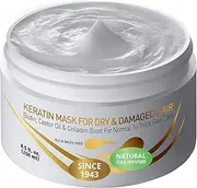 Keratin Dry & Damaged Deep Conditioner Mask - Thick Coarse Hair Care - Keratin Protein & Argan Oil Complex - Long Lasting Conditioning Repair