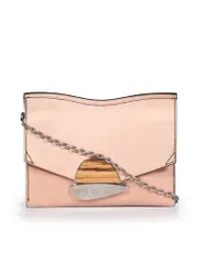 Pink Leather Curl Clutch Bag