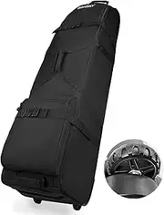 DAFISKY Golf Travel Bag with Adjustable Support Rod - Soft-Padded Golf Travel Cover with Wheels,Heavy Duty 600D Polyester Oxford Wear-Resistant